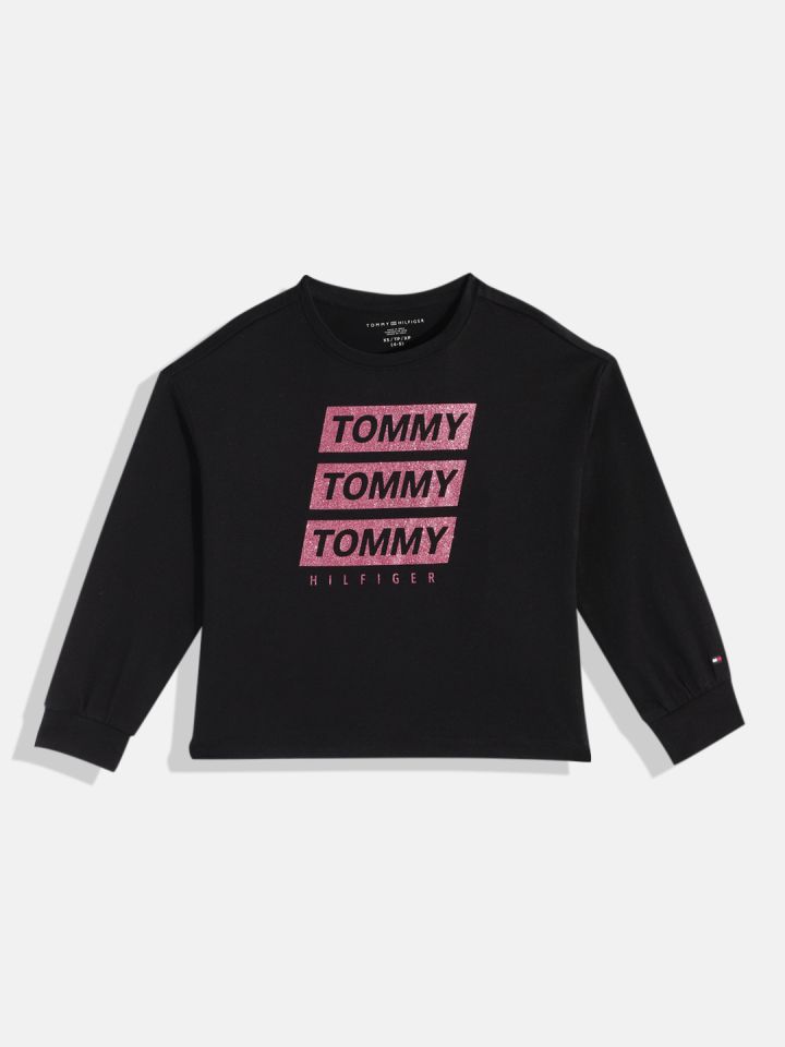 All black tommy hilfiger shirt on sale