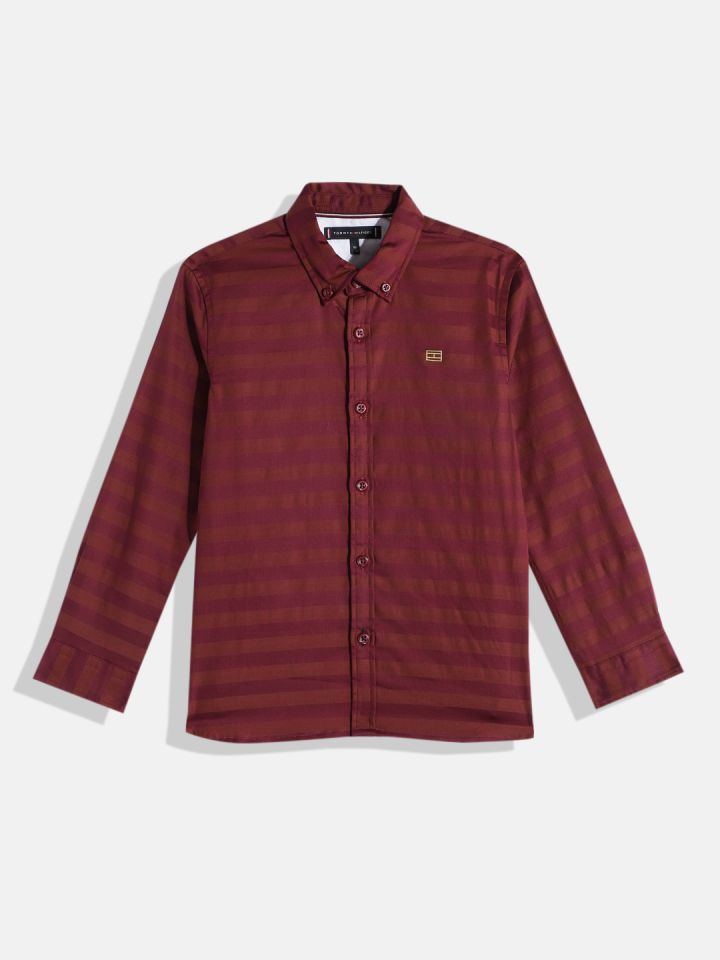 Tommy hilfiger maroon on sale shirt