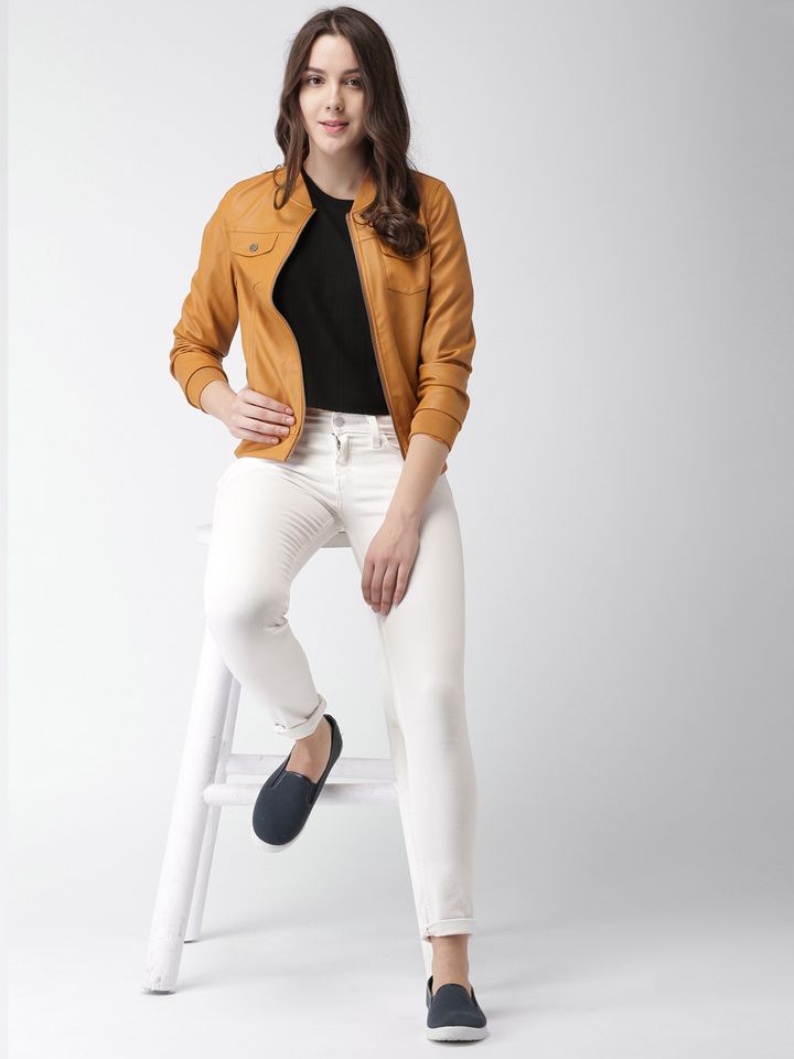 Leather jacket for women myntra Clearance