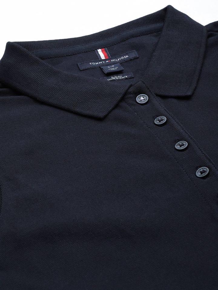 Buy Tommy Hilfiger Navy Blue Slim Fit Polo Collar T Shirt Dress