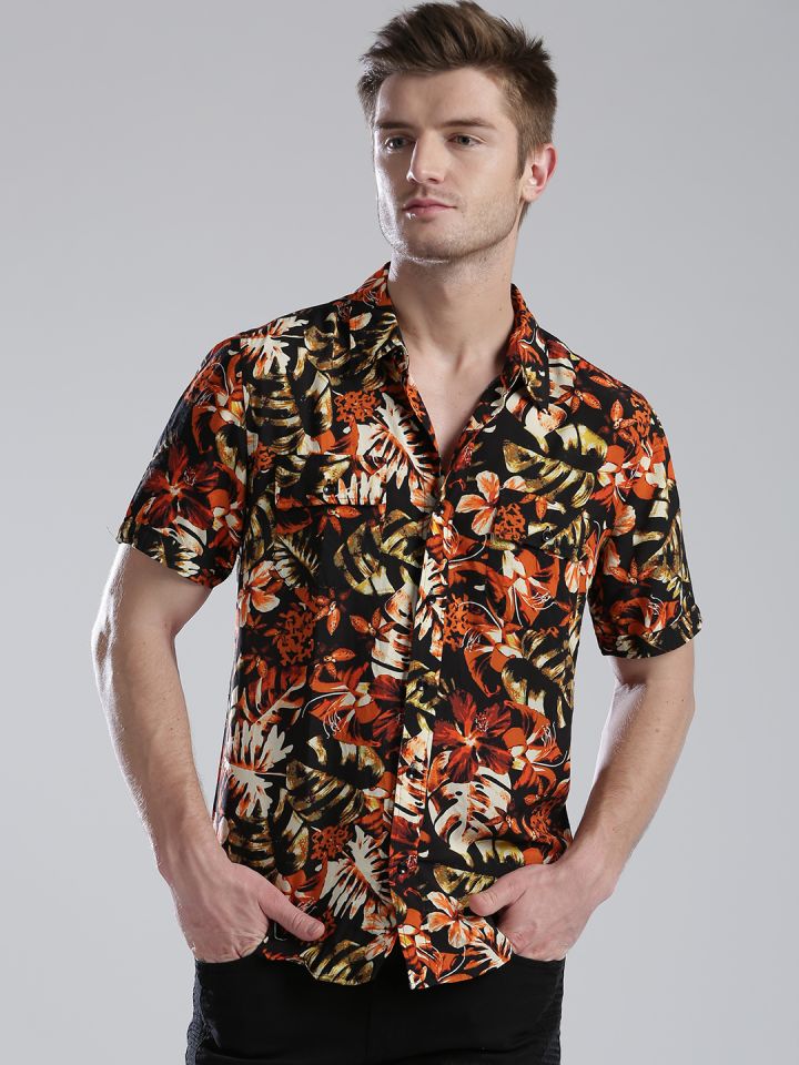 Orange and blue guess shirt store