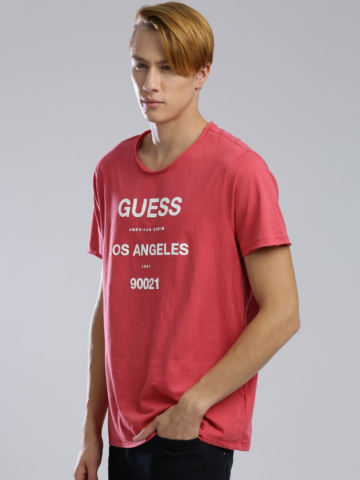 Pink guess shirt men clearance