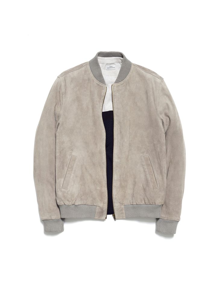 Grey suede bomber jacket sale