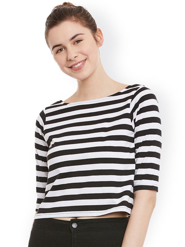 black and white striped top womens