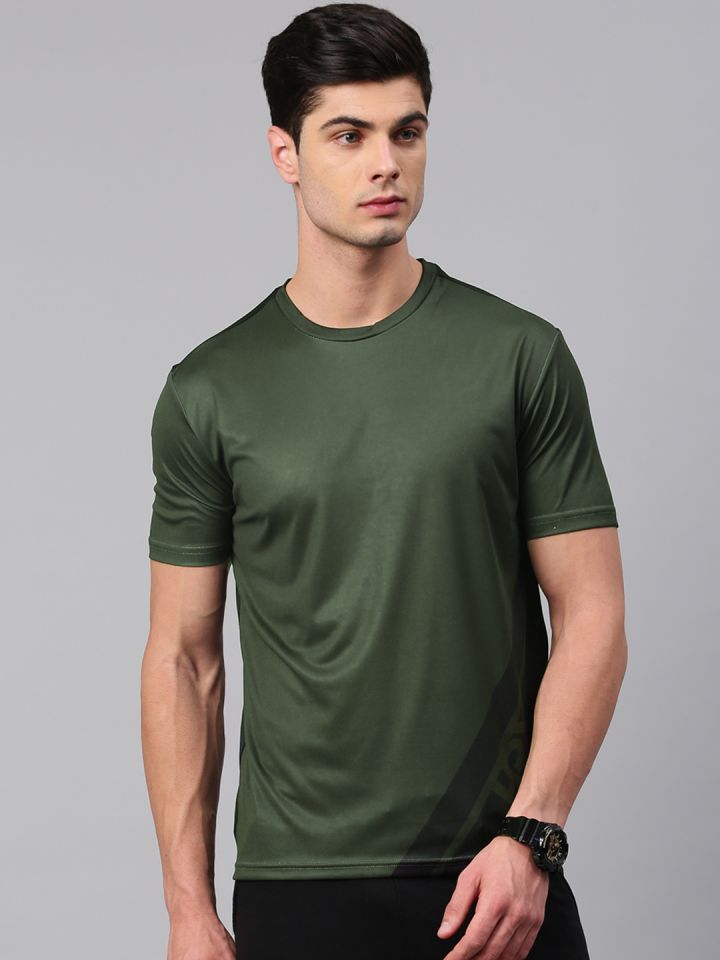 HRX by Hrithik Roshan Men Olive Green Solid Seamless Hooded Rapid-Dry  T-shirt - Price History
