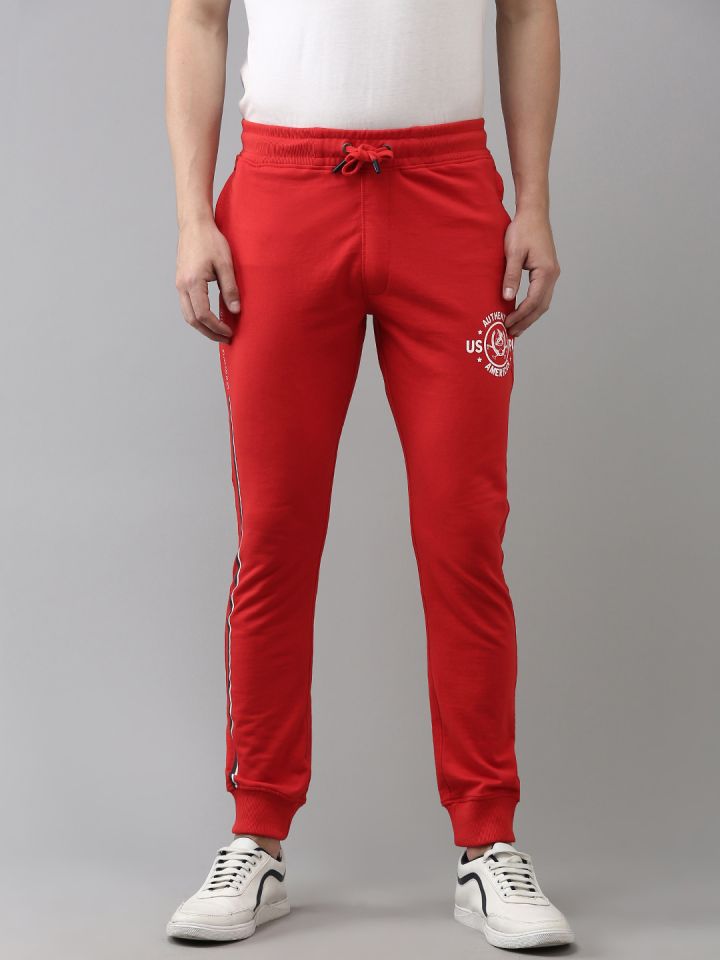 Buy U.S. Polo Assn. Denim Co. Men Red Brand Logo Printed Track Pants - Track  Pants for Men 19020262