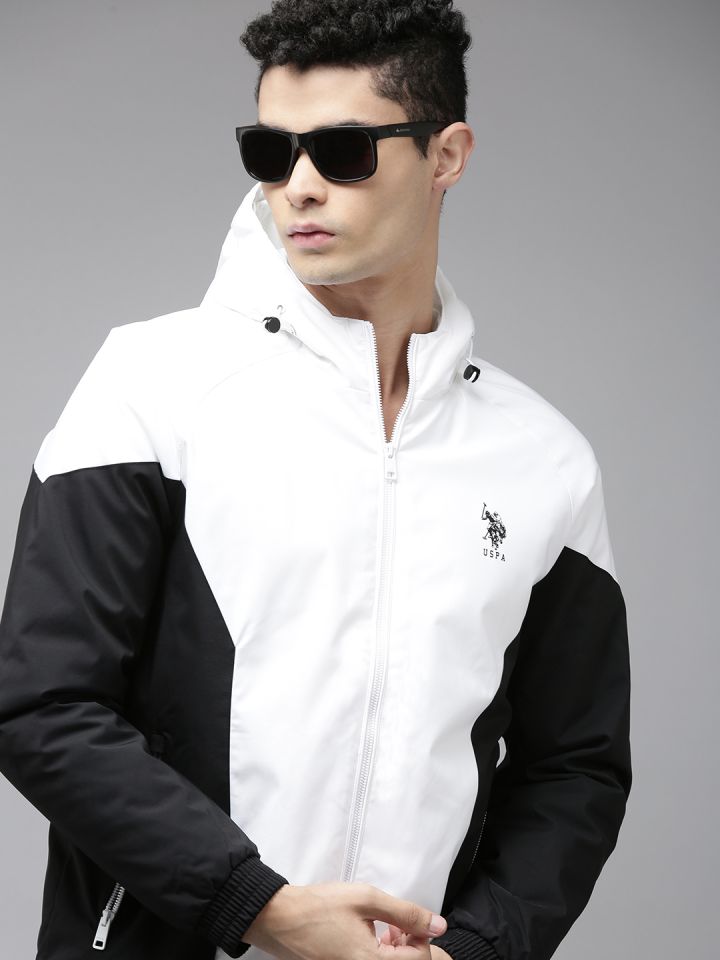 Black and white polo jacket on sale