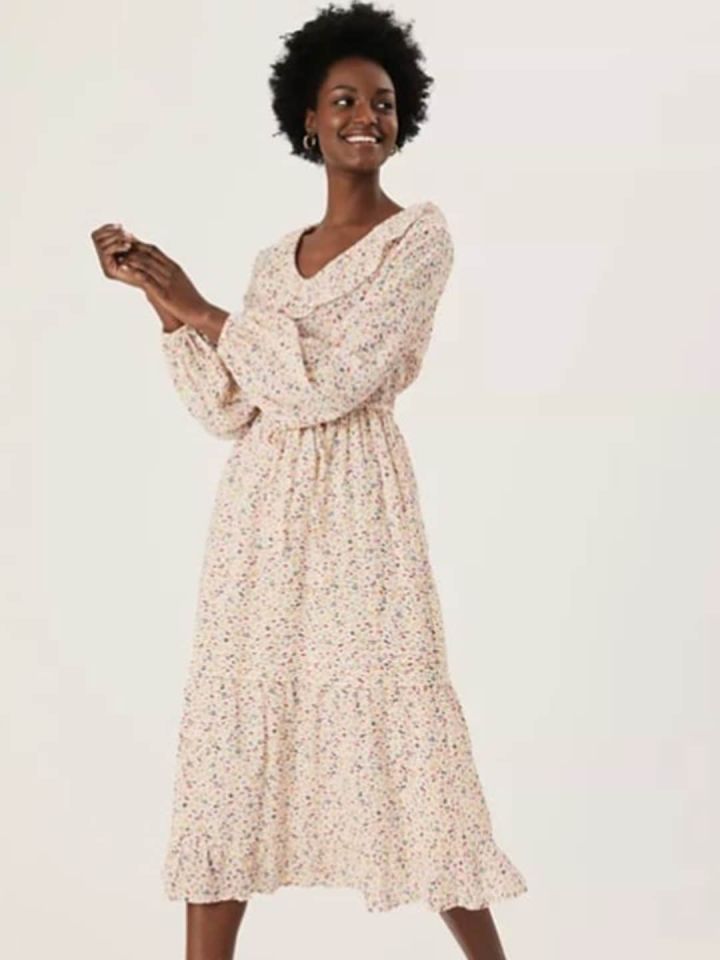 Marks Spencer White Printed Tiered Maxi Dress