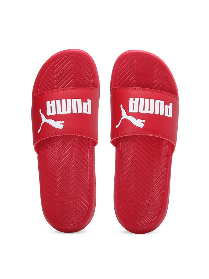 puma flip flops red
