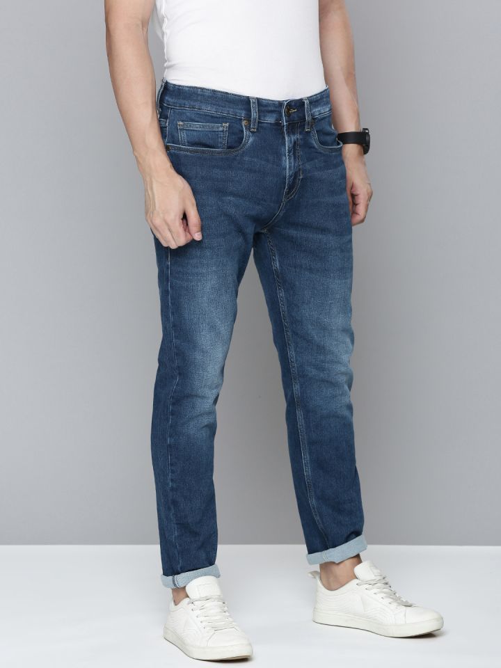 Buy Flying Machine Men Blue Slash Slim Tapered Fit Mid Rise Light