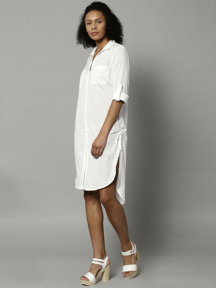 Short sleeve shirt dress white clearance