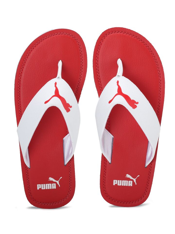 puma flip flops red