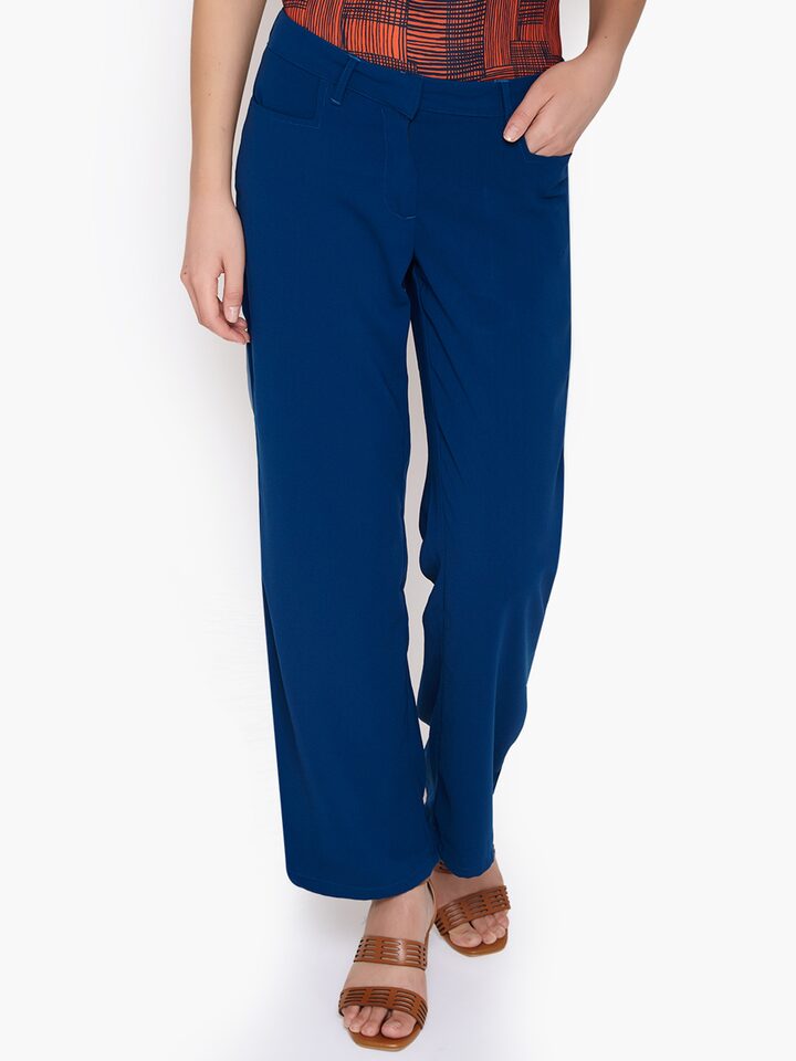 Buy Amari West Women Blue Solid Parallel Trousers - Trousers for Women  1909715