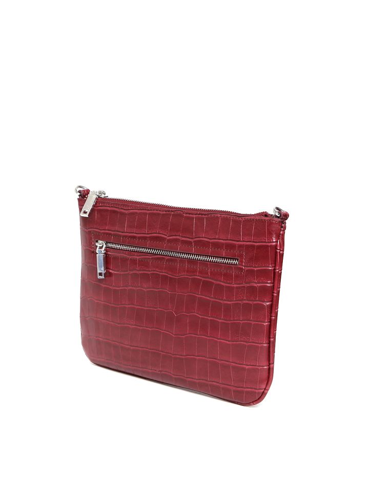 Buy MANGO Maroon Croc Textured Sling Bag Handbags for Women