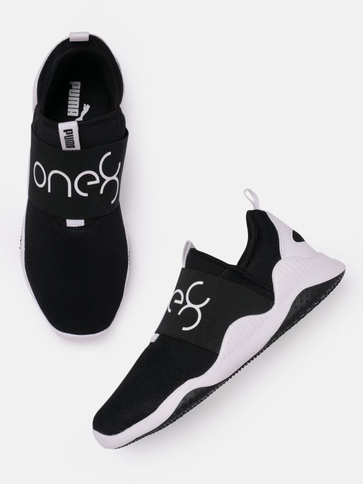 Buy One8 X PUMA Men Black Brand Logo Printed Slip On Sneakers