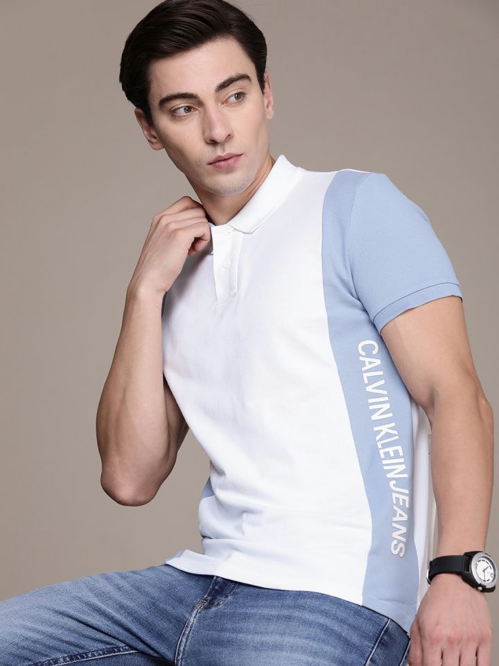 Buy Calvin Klein Jeans Men White Slim Fit Brand Logo Printed