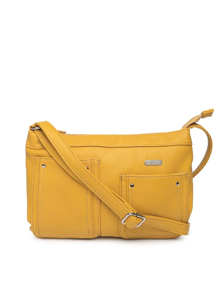 Lavie Mustard Yellow Solid Sling Bag