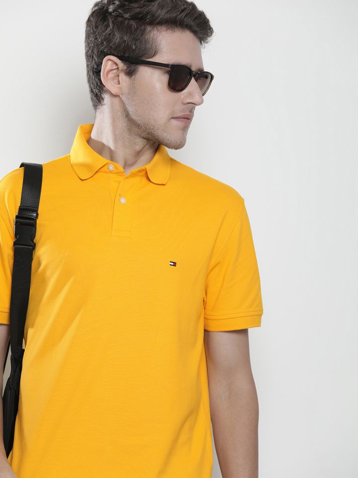 Buy Tommy Hilfiger Men Yellow Brand Logo Polo Collar Applique T