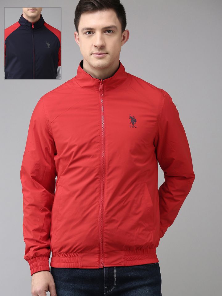 Buy U.S. Polo Assn. Men Red Solid Brand Logo Reversible Bomber