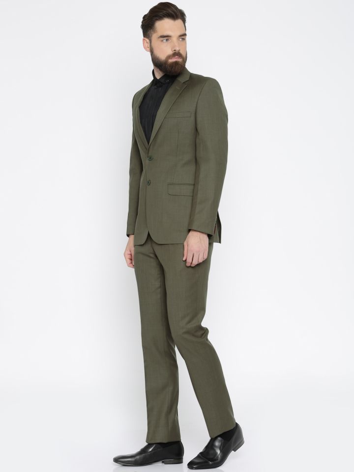 Raymond Olive Green Contemporary Fit Single Breasted Formal Suit
