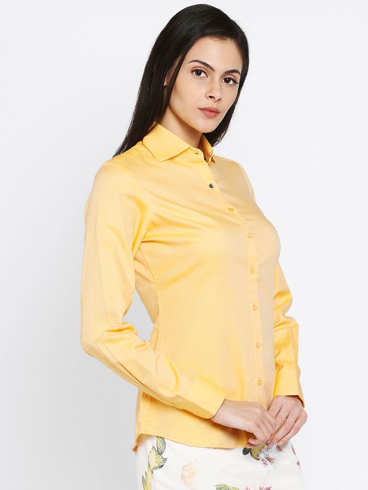 Buy Park Avenue Woman Yellow Solid Regular Fit Formal Shirt