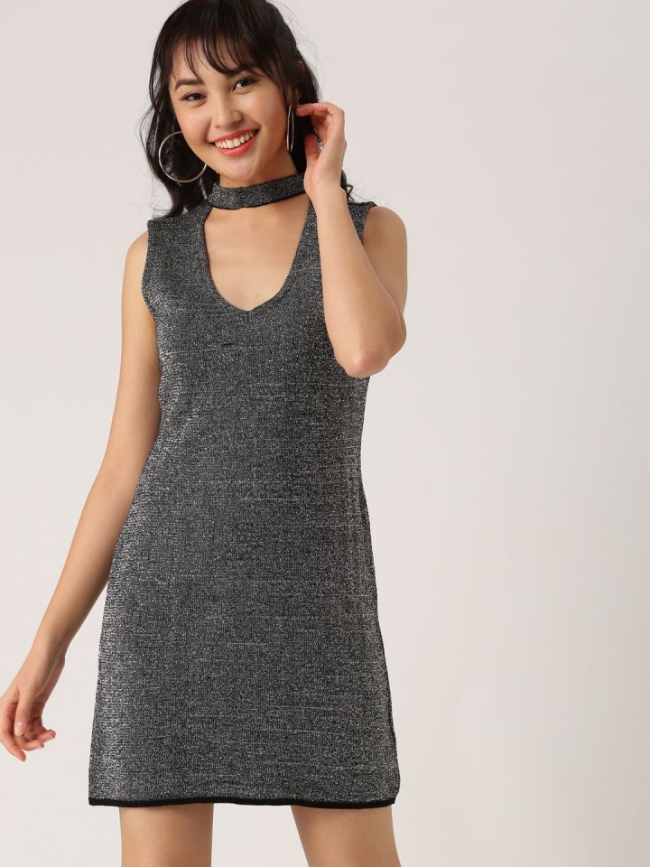 Buy DressBerry Women Black Self Design Bodycon Dress Dresses for