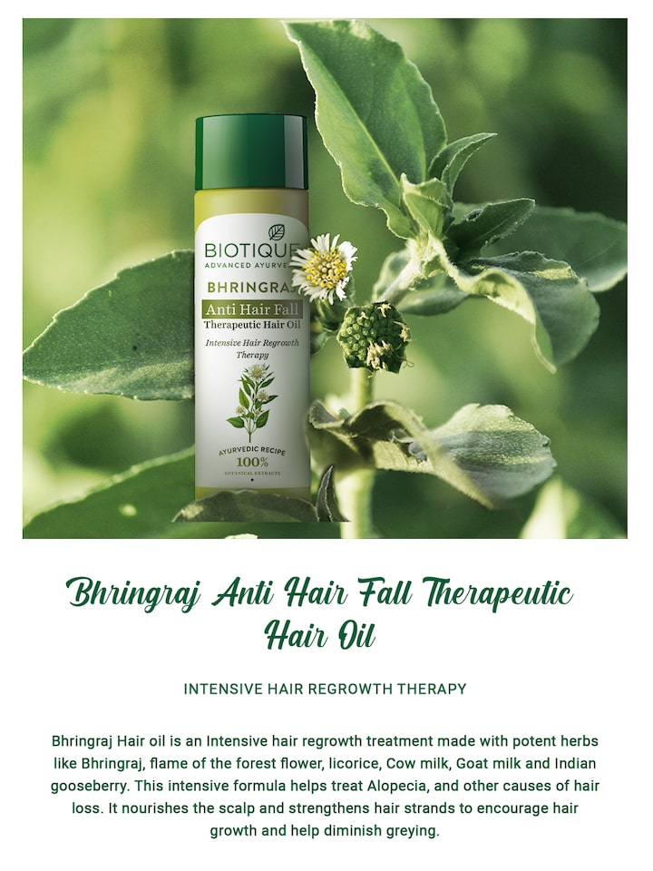 Buy Biotique Sustainable Bio Bhringraj Therapeutic Hair Oil 120 Ml - Hair  Oil for Unisex 1921168 | Myntra