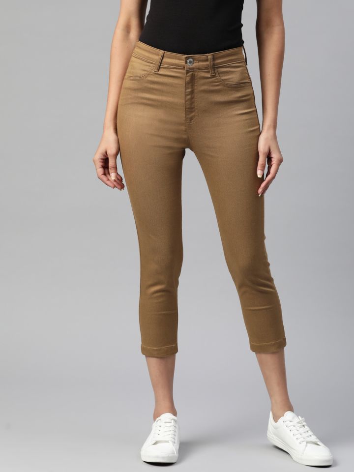 Buy Marks & Spencer Women Brown Solid Three Fourth Jeggings