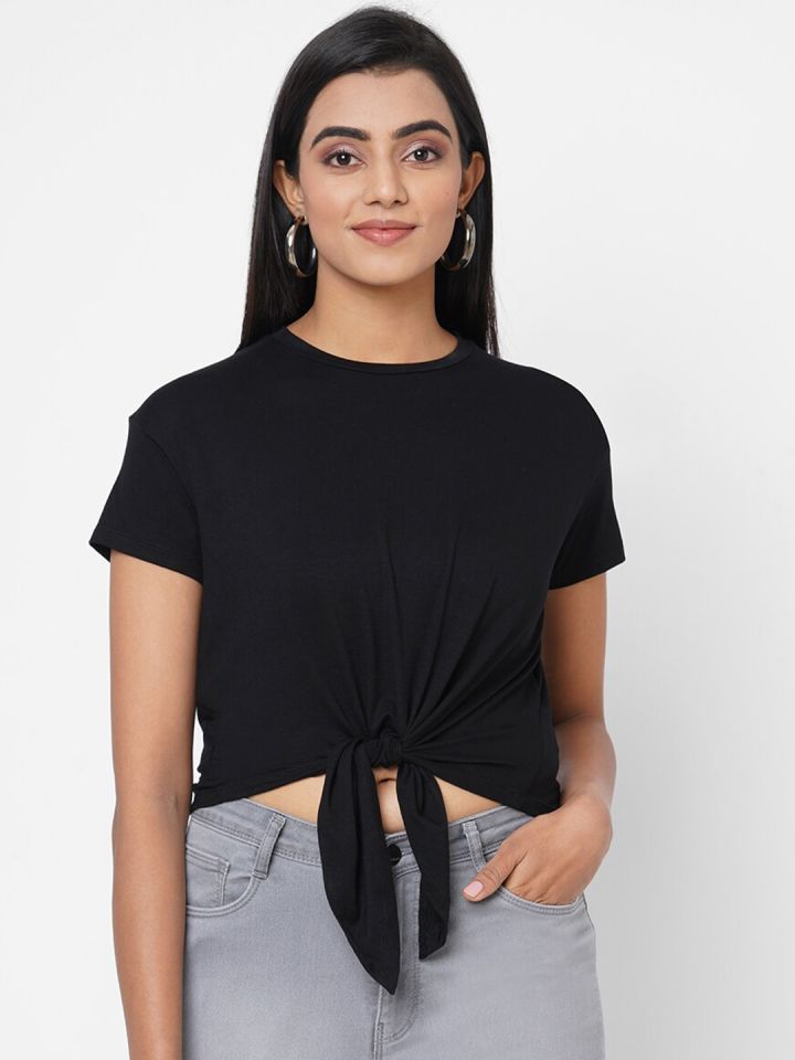 Buy Kraus Jeans Women Black Slim Fit T Shirt Tshirts for Women