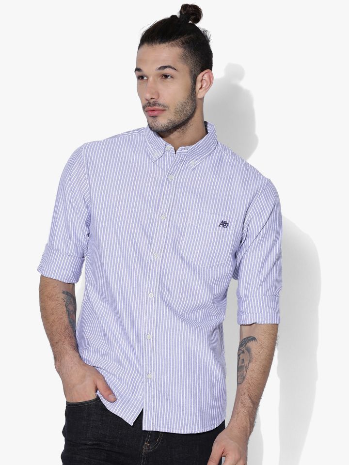 Buy Aeropostale Men Blue White Striped Casual Shirt Shirts for