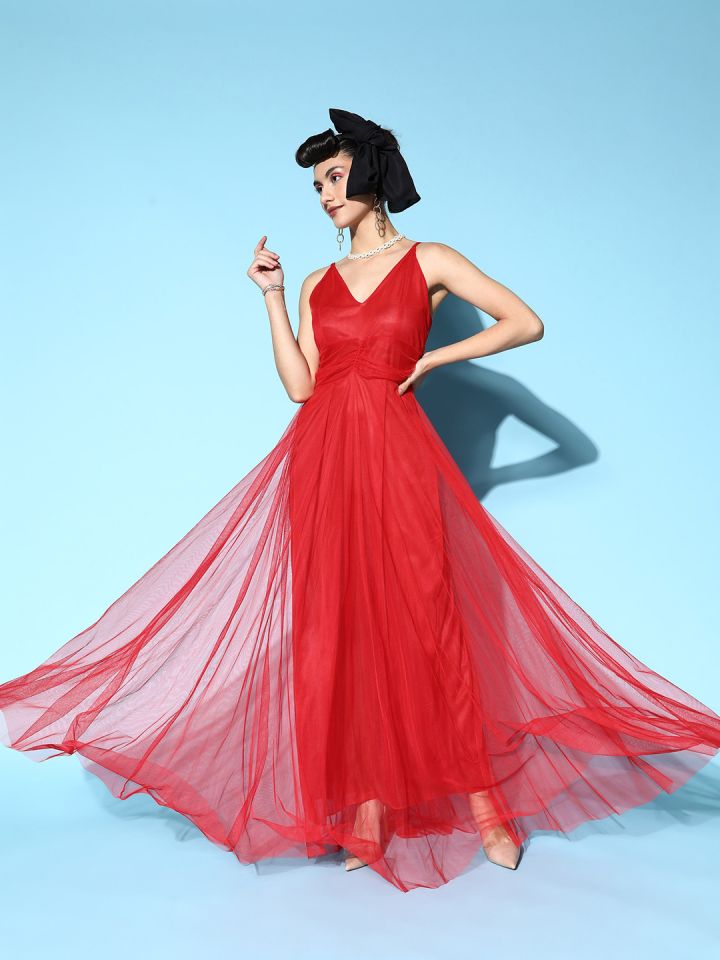 Red gown myntra store