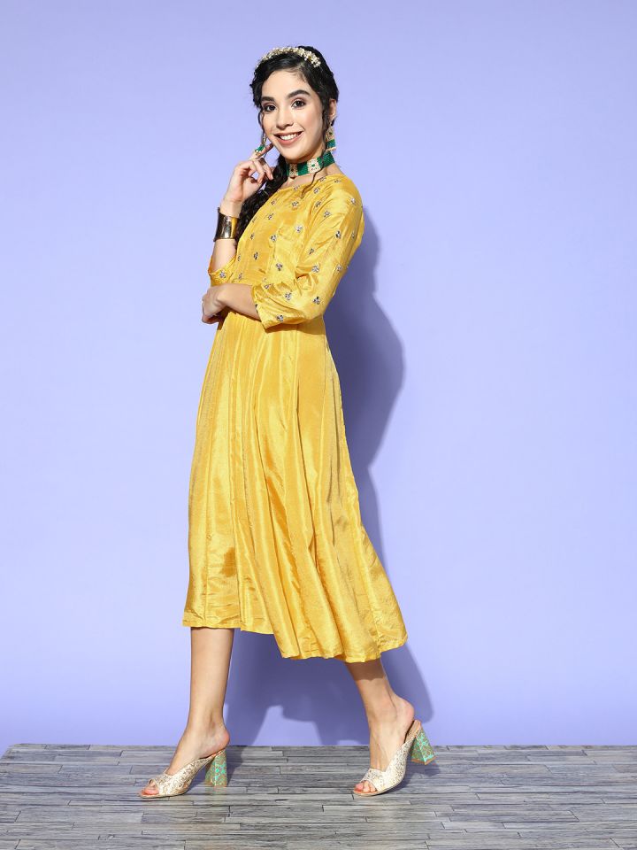 Mustard shop embellished dress