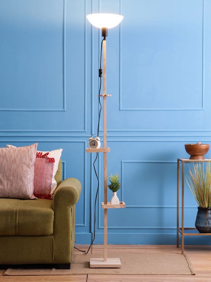 Buy SANDED EDGE Cream Coloured Solid Contemporary Floor Lamps