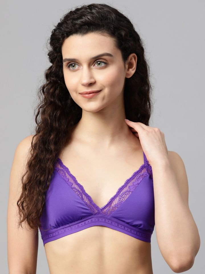 M&S B By BOUTIQUE UNDERWIRED PADDED PLUNGE BRA In BRIGHT PURPLE Size 30DD