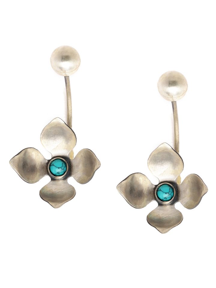 Buy Quirksmith Silver Floral Jacket Earrings Earrings for Women