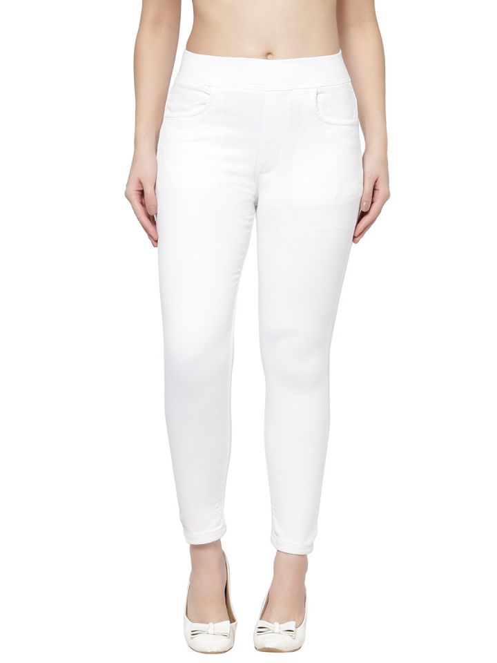 White jeggings myntra top
