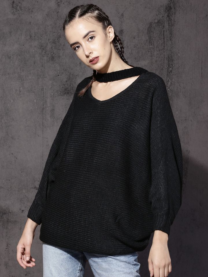 Black choker neck discount sweater