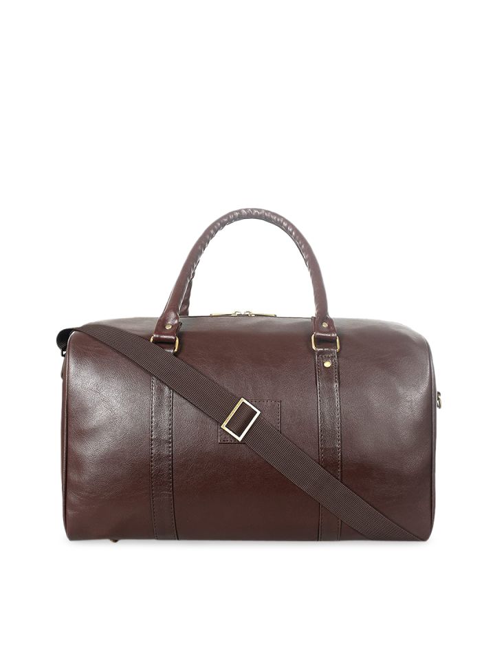 Buy THE CLOWNFISH Unisex Brown Solid Leather Travel Duffel Bag