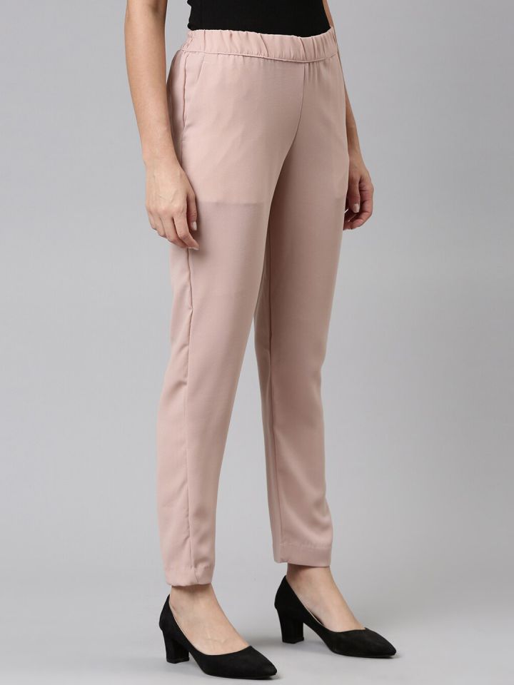 Go Colors Women Pink Crepe Trousers