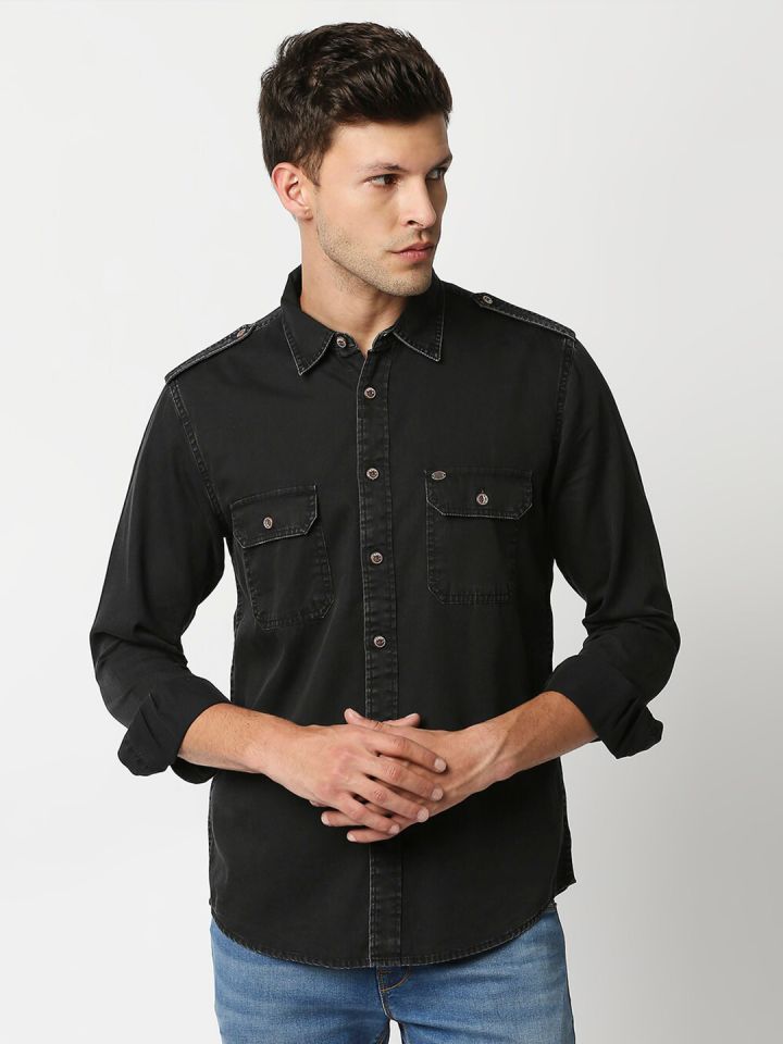Buy Pepe Jeans Men Black Casual Shirt Shirts for Men 19300082