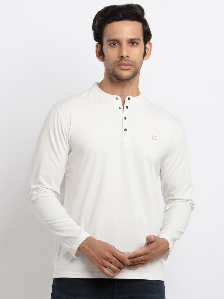 Buy Status Quo Men Off White Henley Neck T Shirt Tshirts for Men