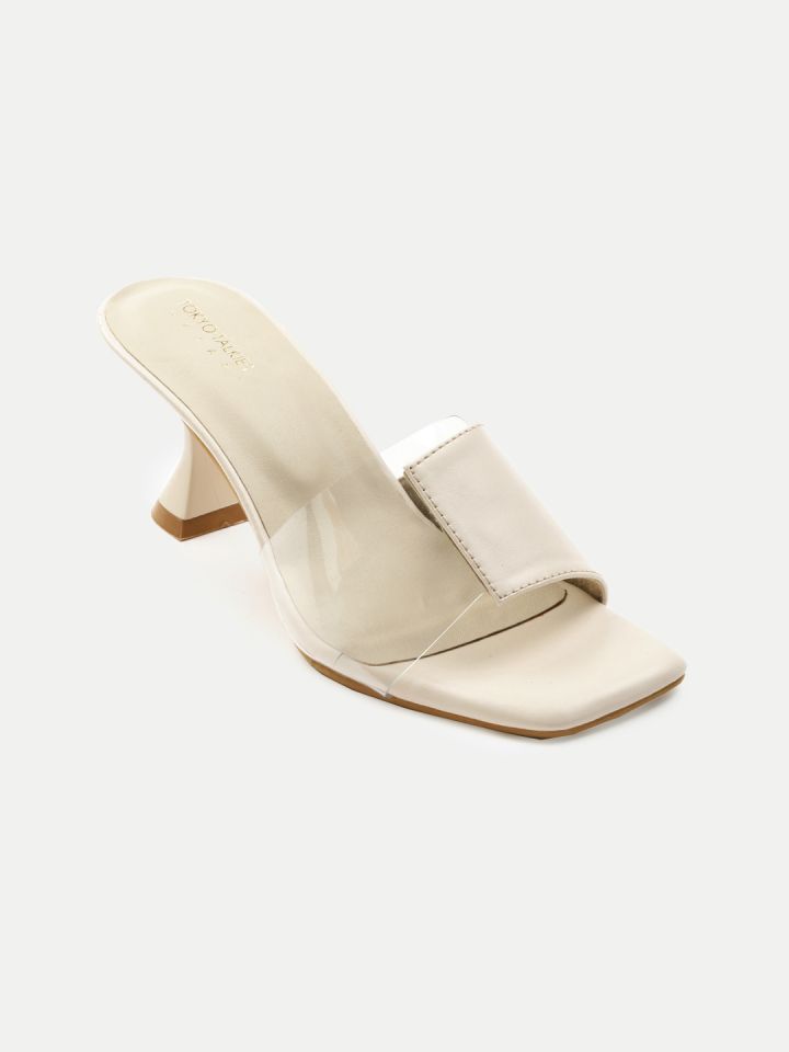 Buy Tokyo Talkies White Embellished Block Mules Heels for Women