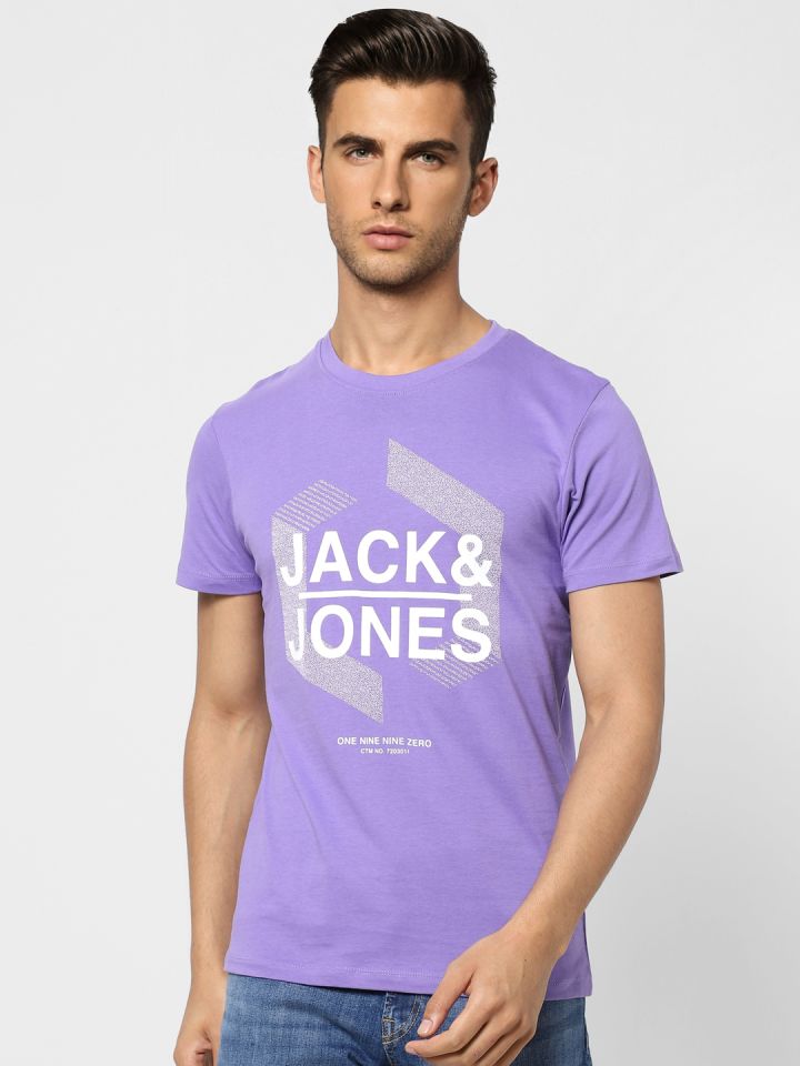 Buy Jack & Jones Men Purple Brand Logo Print Round Neck Better Cotton  Initiative T Shirt - Tshirts for Men 19349146