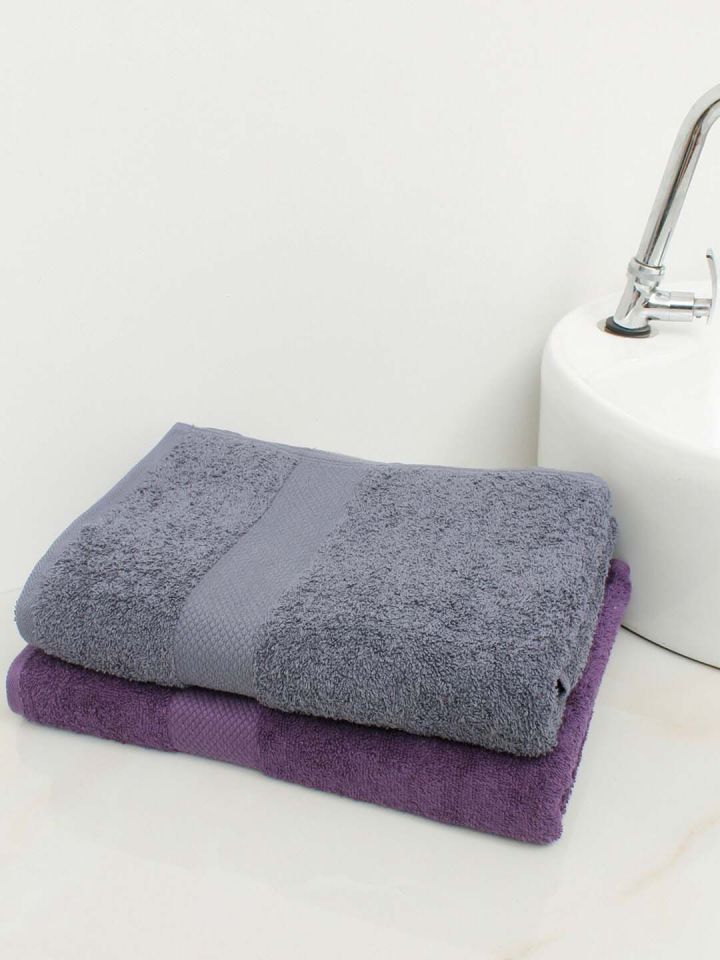 Grey and purple towels top
