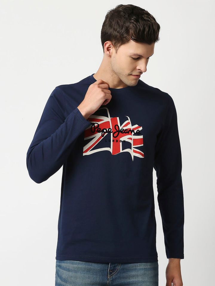 Buy Pepe Jeans Men Navy Blue Slim Fit T Shirt Tshirts for Men