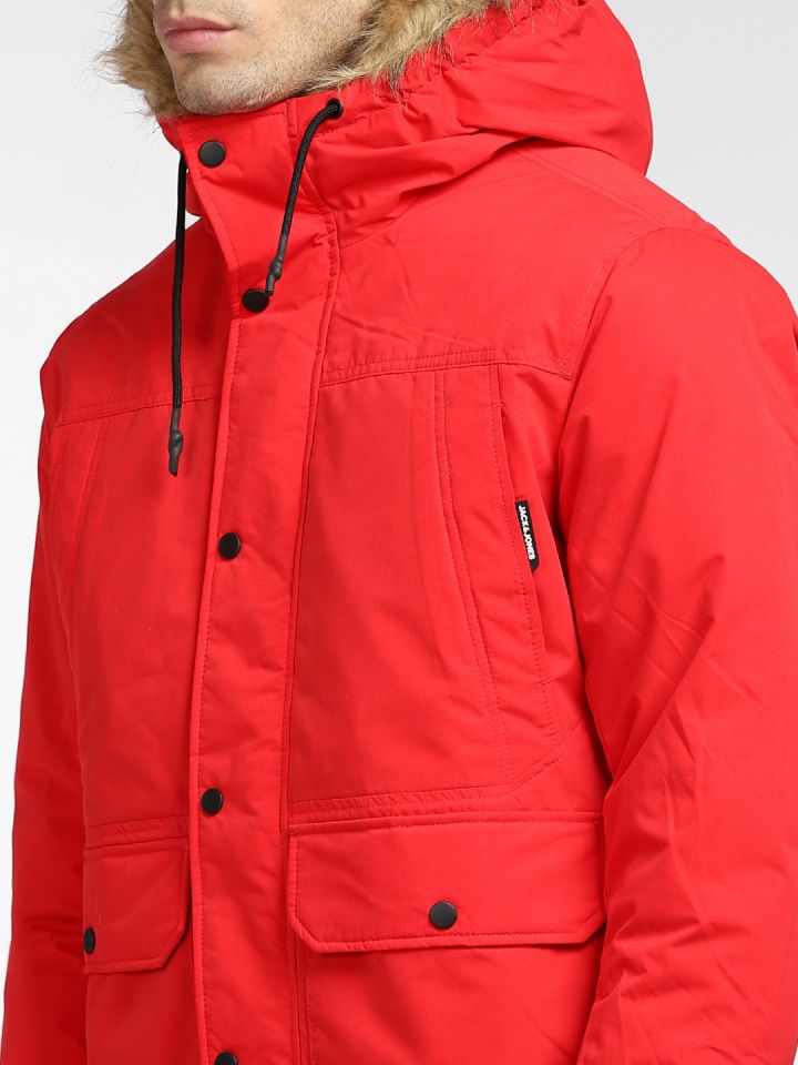 Jack Jones Men Red Puffer Jacket