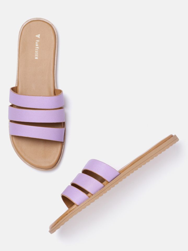 Buy Van Heusen Woman Lavender Solid Strappy Open Toe Flats Flats
