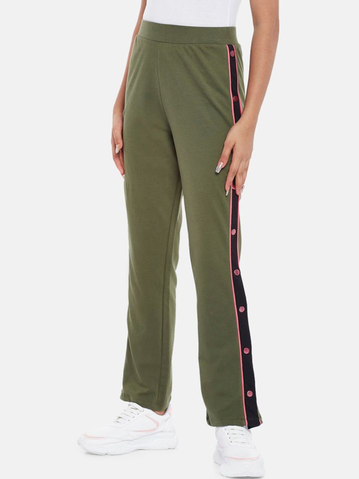 girls solid cotton track pants