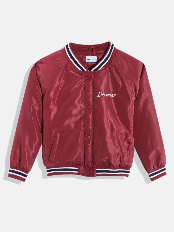Girls red bomber online jacket