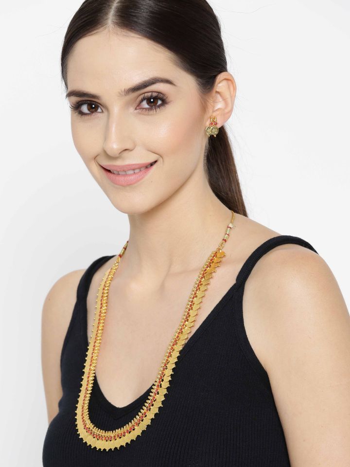 YouBella Gold Plated Beaded Temple Jewellery Set